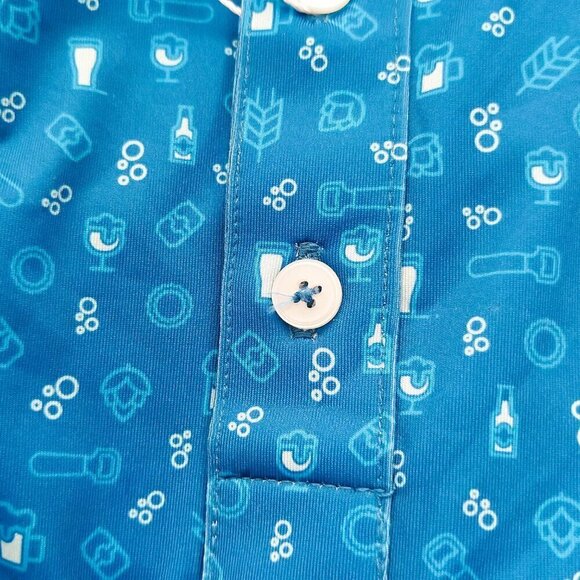 Fore Fathers Beer Me Polo Shirt Royal Blue Size Medium New NWT - Picture 3 of 5